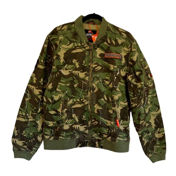 SUPERDRY Rookie Duty Splatter Bomber Jacket Size Large NWT